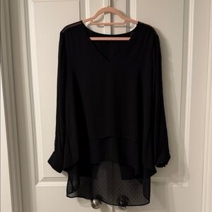 White House Black Market Black Sheer Blouse